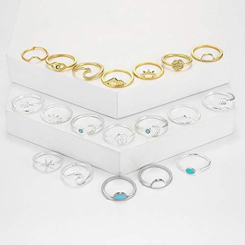 FUTIMELY Boho Retro Stackable Rings Sets for Women Knuckle Joint Finger Knuckle Nail Ring Sets Moon Stars Stack Preppy Statement Rings Cute Trendy Stuff Jewelry - A-1 thumbnail 7
