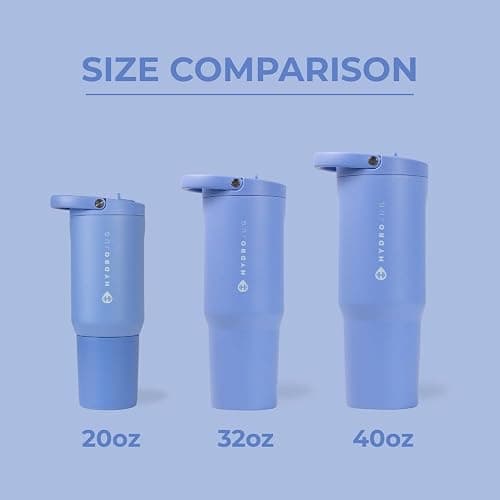 HydroJug Sport - Stainless Steel Tumbler with Straw, Vacuum Insulated, 20oz Leakproof Water Bottle, Ergonomic Design, Reusable, Dishwasher Safe, Rubber Base, Durable for Gym or Outdoors, Light Blue thumbnail 5