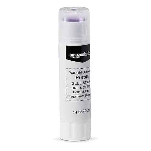 Amazon Basics Purple Washable School Glue Sticks, Dries Clear, 0.24-oz Stick, 30-Pack - Purple - 30-Pack thumbnail 2