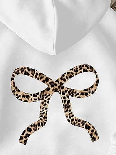 dsumvns Hoodies for Women Long Sleeve Pullover Tops Girl's Bow Cheetah Leopard Cute Sweatshirts Hoodies thumbnail 3