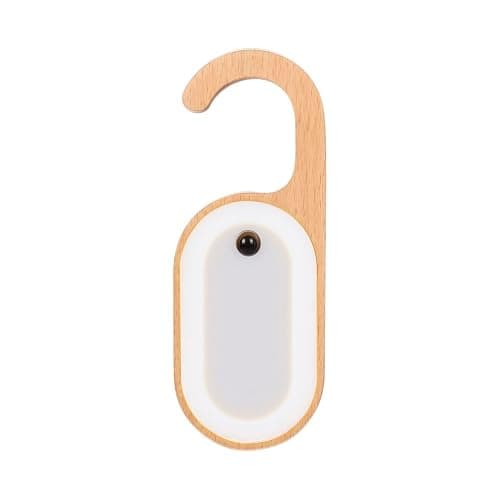 Leapair Wooden Message Memo Motion Sensor Door Key Night Light, Doorknob Board LED Door Lock Lamp, Rechargeable Doorhandle Warm Light Hook Design for Bedroom, Bathroom - Image 1