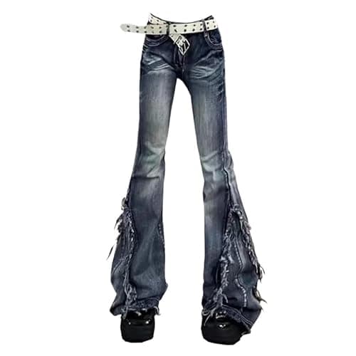 SpeesY Y2K Vintage Damen Streetwear Cargo Ästhetische gerade ausgestellte Hose Jeans - Image 1