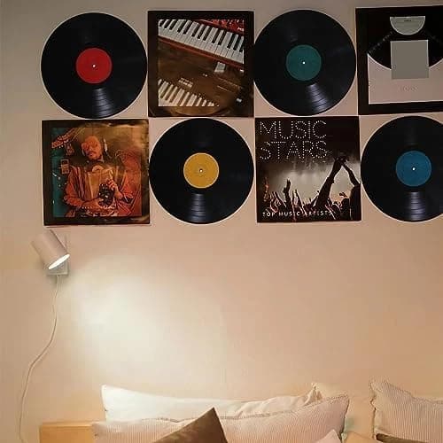 8Pcs 9in Colorful Vinyl Records Decor Wall Stickers, Album Cover Posters Vintage Record Stickers, Vintage Aesthetic 70s80s90s Rock & Roll Music Room Decor for Home Bedroom Wall Music Party Decoration thumbnail 5