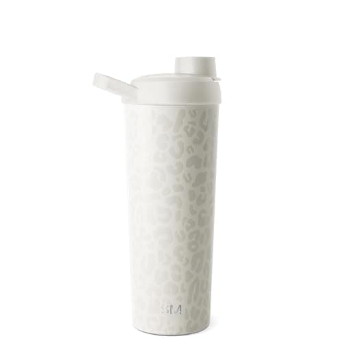 Simple Modern Stainless Steel Shaker Bottle with Ball 24oz | Metal Insulated Cup for Protein Mixes, Shakes and Pre Workout | Rally Collection | Cream Leopard thumbnail 4