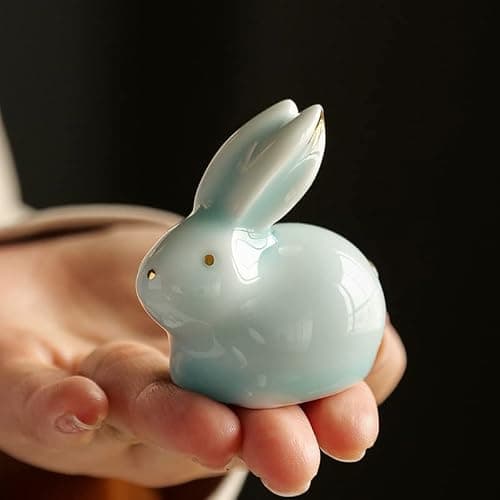 MOZEO One Set Ceramic Bunny Ornaments Tea Pet Cute Rabbit Kung Fu Tea Figurine Accessories Decorations thumbnail 4