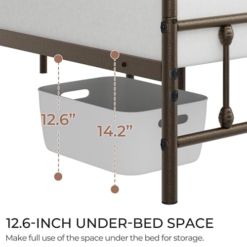 Yaheetech Classic Metal Platform Bed Frame Mattress Foundation with Victorian Style Iron-Art Headboard/Footboard/Under Bed Storage/No Box Spring Needed/King Size Bronze thumbnail 2
