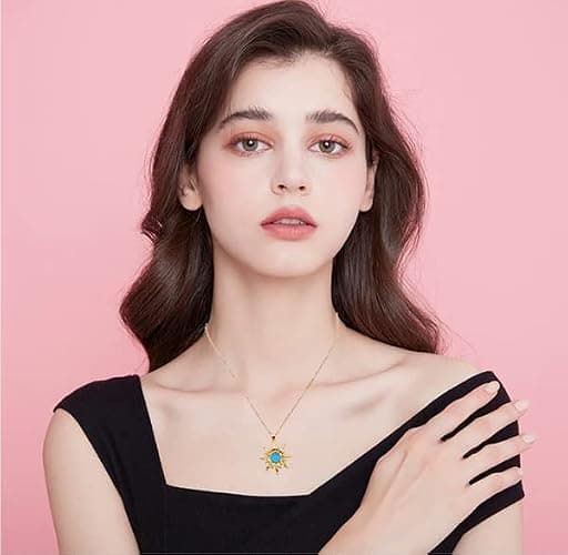 kepvrio Sun Necklace for Women,Birthstone Necklace Sunstone Gemstone Healing Pendant Necklace Sunflower Opal Pendant Necklace Trendy Costume Jewelry thumbnail 5