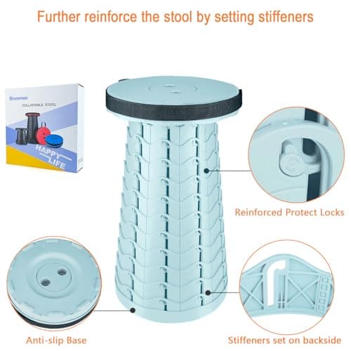 Boreeman Upgraded Folding Stool Lightweight Yet More Sturdy with Load Capacity 400lbs Portable Collapsible Stool for Camping Fishing Hiking BBQ (Ice Cream) thumbnail 3