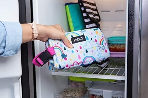 PackIt Freezable Snack Box, Rainbow Sky | Built-in ice packs, EcoFreeze+ Technology, Mini cooler, Office snacks, Small lunches, Buckle handle, Collapsible, Reusable thumbnail 2