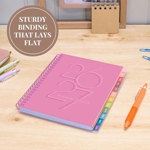 Rileys Academic Planner 2026-2027, Daily, Weekly & Monthly Planner, July 2026 - June 2027, Student Notes Pages, Twin-Wire Binding, Weekly Agenda for School & Work (8 x 6-Inches, Deco, Pink) thumbnail 8
