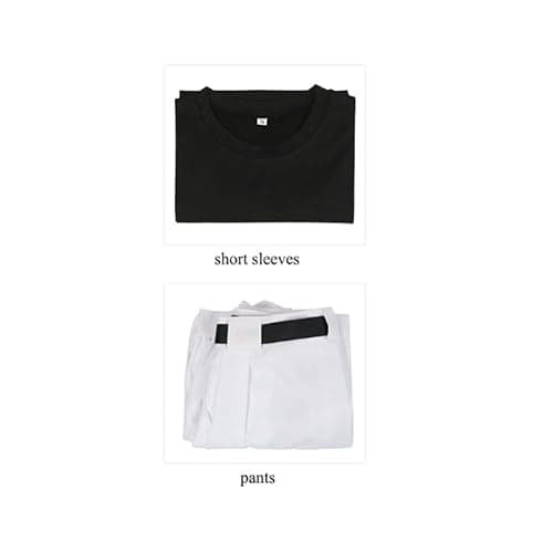 2PC Cosplay Costume Outfit White Pants Uniform Suit Black Top Full Set thumbnail 5