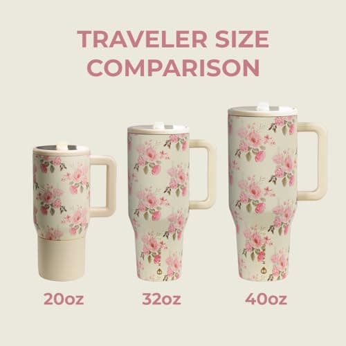 HydroJug Traveler - 32 oz Water Bottle with Handle & Flip Straw - Fits in Cup Holder, Leak Resistant Tumbler-Reusable Insulated Stainless Steel & Rubber Base - Gifts for Women & Men, Keepsake thumbnail 5