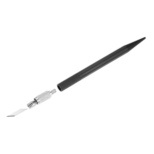 uxcell Art Craft Knife Set, 2pcs Carving Knife with 24pcs Spare Metal Blade for Scrapbooking Stencil Hobby DIY, PVC Plastic Handle, Black (2 Set) thumbnail 5