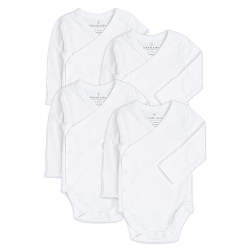 Baby Side Snap Bodysuit Set, 100% Cotton Boy Girl Unisex Kimono Onesie, 4 Pack - Image 1