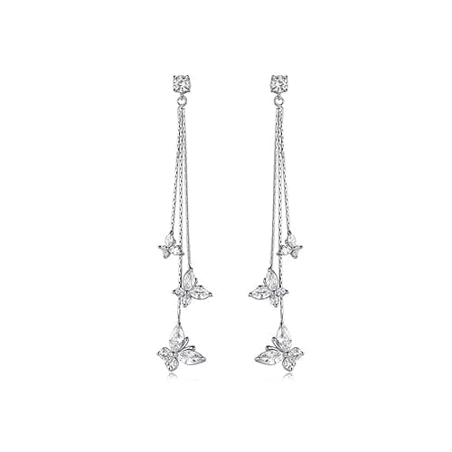 Butterfly Earring for Women Crystal Butterfly Tassel Earrings Long Drop Dangle Earrings Jewelry for Women Sparkle Colorful Zircon Animal Butterflys Pendant Earrings - Image 1