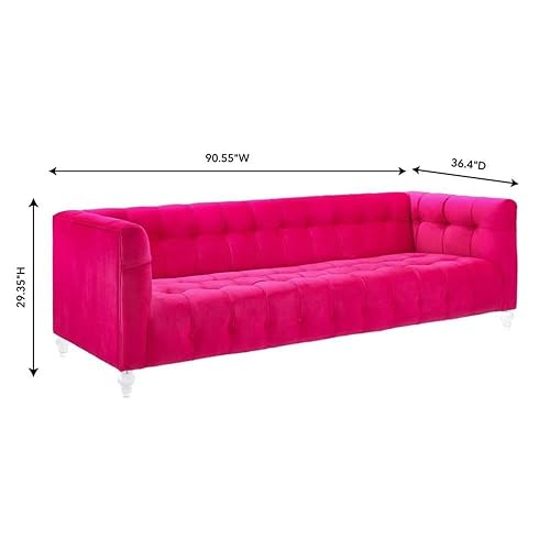 Bea Hot Pink Velvet Sofa | Tufted Design thumbnail 3