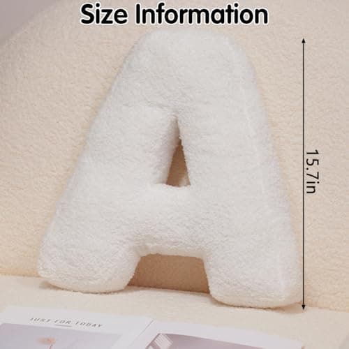 Letter Pillows A-Z, Monogram Throw Pillow 15.7in - Plush Alphabet Cushions for Sofa, Bed, Kids Room - Decorative Initial Pillows (Black/White) for Home Decor, Heart & LOVE Photo Props (White-D) thumbnail 8