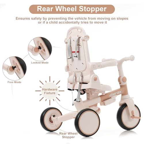 Foldable Toddler 7-in-1 Tricycle, Canopy, and Guardrail Parent Push Handle Ages 1-6 Years thumbnail 3