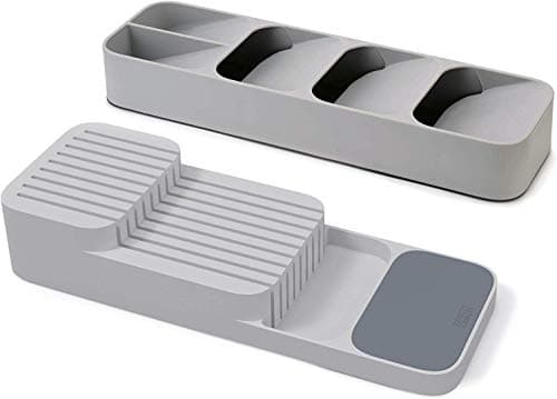 M-Aimee Drawer Store Set Kitchen Drawer Organizer Tray for Cutlery and Knives, Gray