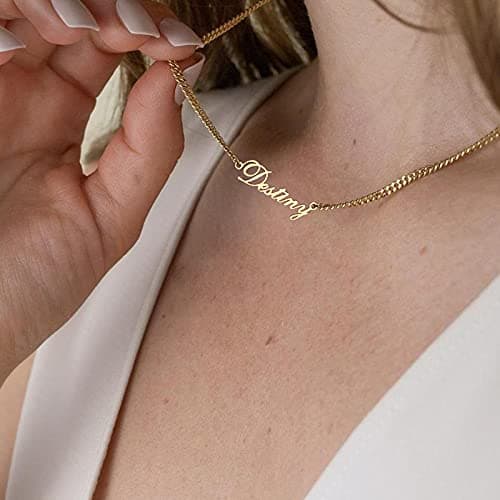 EVER2000 Custom Name Necklace, 18K Gold Plated Nameplate Personalized Jewelry Gift for Women thumbnail 4