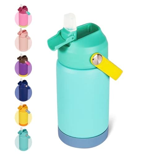 Kerilyn 12oz Kids Insulated Water Bottle, Leak-proof Toddler Cup With Straws Lids, Kids Water Bottles For School Boys Girls, Stainless Steel Vacuum Insulated Bottle For Kids, BPA Free, Twilight Green - Image 1