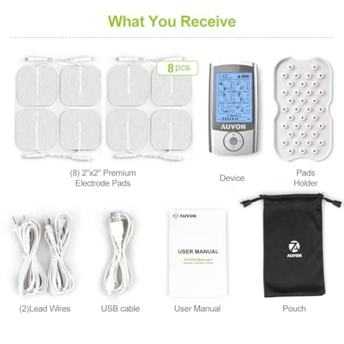 AUVON Rechargeable TENS Unit Muscle Stimulator, 24 Modes 4th Gen TENS Machine with 8pcs 2"x2" Premium Electrode Pads for Pain Relief thumbnail 8
