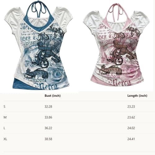 Y2K Emo Grunge Shirt Women Emo Goth Indie T-Shirts Teen Girl Graphic Tee Scene 2000s Alt Gyaru Mcbling Clothes (Small,Pink) thumbnail 5