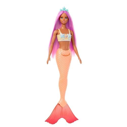 Barbie Mermaid Doll with Pink Fantasy Hair & Headband Accessory, Toy with Starfish-Inspired Bodice & Soft Orange Tail thumbnail 4
