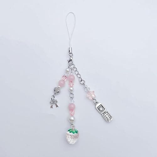 cioatu Cute Y2K Phone Charm Aesthetic Cellphone Chain Strap Lanyard For Phone Pink Strawberry Butterfly PhoneCharms for Bag Keychain Airpods Camera (Pink Strawberry) thumbnail 5