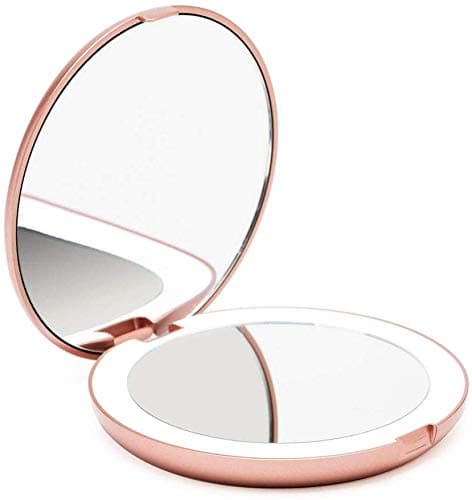 Fancii LED Lighted Travel Makeup Mirror, 1x/10x Magnification - Daylight LED, Compact, Portable, Large 5" Wide Illuminated Folding Mirror - Lumi (Rose Gold) thumbnail 5