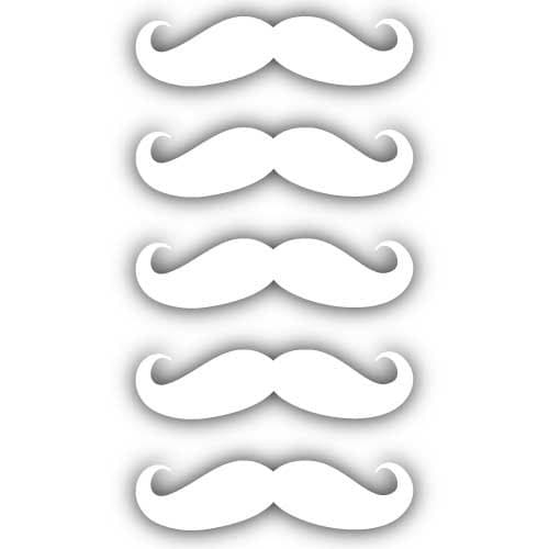 2" Mustache Vinyl Decal Sticker Set - 5 Pack-White - Image 1