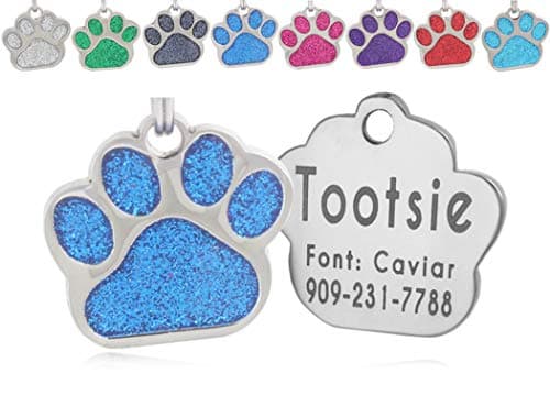 Pet ID Tag, Glitter Paw Bling, Cat ID Tag, Dog ID Tag, Custom Engraved, Dog Name Tag, Cat Name Tag, Dog Tags Personalized, Cat Tags Personalized, Pet Tag Personalized thumbnail 5