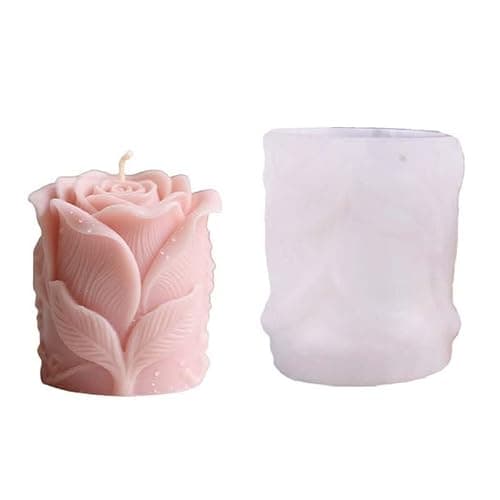 Large Tulip Bud Flower Succulent Leaves Cylinder Molds Silicone Wave Spiral Candle Mold - Silicone Resin Casting Molds for Candle & Resin & Soap Craft Supplies thumbnail 4