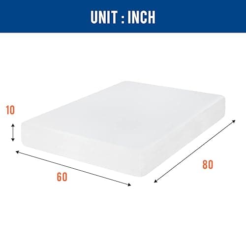 FDW | 10 Inch Queen Mattress | Medium Firm | Gel Memory Foam Mattress | White | Bed in a Box, CertiPUR-US Certified | Pressure Relief, Cooling Ventilated Foam | Washable Removable Cover thumbnail 3