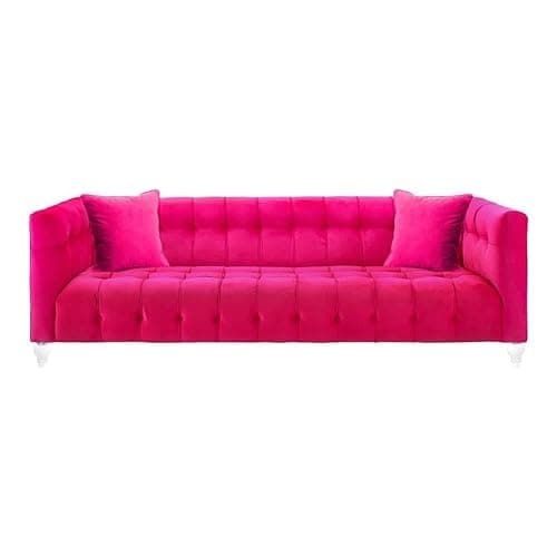 Bea Hot Pink Velvet Sofa | Tufted Design - Image 1