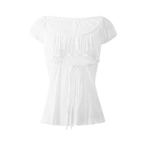 Women's Y2k Fairy Grunge Shirts See Through Square Neck Lace Tops Vintage Goth Aesthetic Shirt Coquette Clothes thumbnail 3