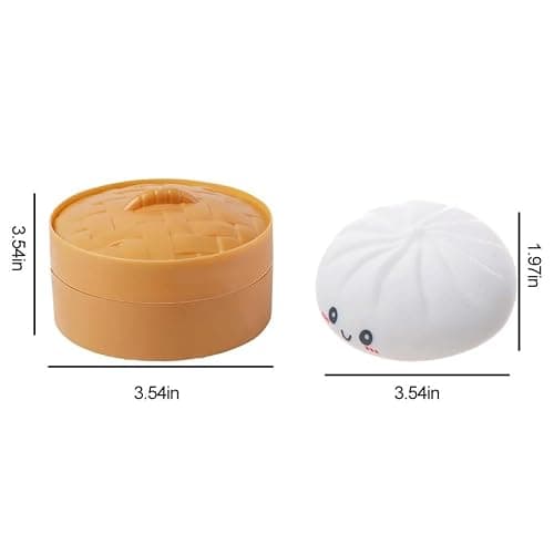 Colorful Dumpling Squishes Stress Balls, Cute Anxiety Relief Fidget Toy, Soft Squeeze Decompression Dough for Adults, Simulation Food Squishies Bun with Steamer thumbnail 3