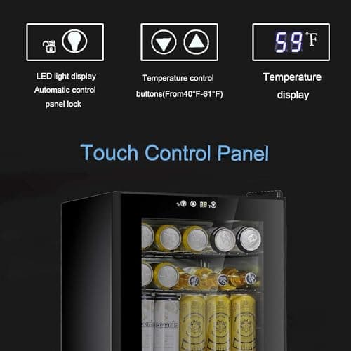 Antarctic Star Beverage Cooler 145 Can Mini Fridge Glass Door for Soda Beer Wine Glass Door Stainless Steel Small Drink Refrigerator Digital Display for Home, Office Bar,4.4cu.ft… - 4.4cu.ft - Black thumbnail 3