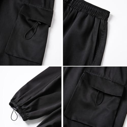 WZIKAI Men's Baggy Cargo Pants Casual Parachute Cargo Pants Loose Fit Hip Hop Harem Pants with Pockets Black XXL thumbnail 6