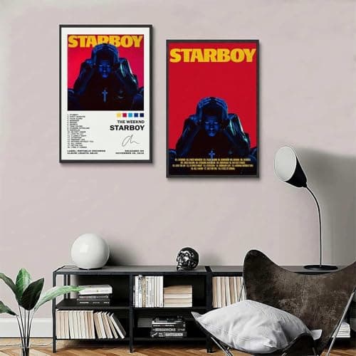 2 PCS Starboy Album Cover Poster Weeknd Posters for Room Aesthetic Canvas Wall Art Bedroom Decor 12x18inch(30x45cm) thumbnail 4