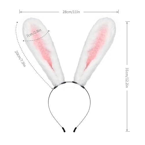 JUNBOON Plush Furry Bunny Headwear Faux Fur Rabbit Ear Headband Cosplay Costume Hair Accessories thumbnail 2