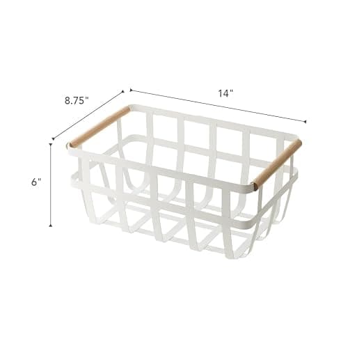 YAMAZAKI home 2507 Storage Basket-Dual Handle Organizer, One Size, White thumbnail 3