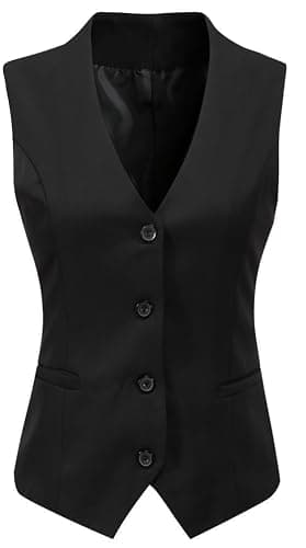 Foucome Suit Vest for Women Formal Regular Fitted Business Dress Vest Tops | V-Neck, Sleeveless, Button Down, Two Insert Pockets, Dressy Casual Waistcoat, Business Casual Outfits - Image 1