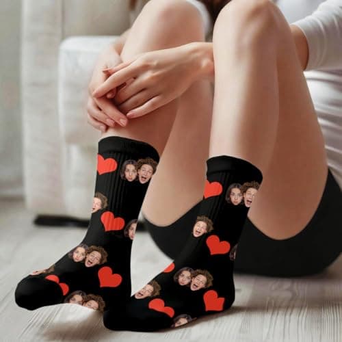 Novgarden Custom Face Socks,Personalized Funny Socks with Photo, Customized Unisex Crew Sock Funny White Elephant Gifts for Couple Men Women(Style 6) thumbnail 6