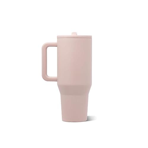 HydroJug Traveler 32oz, Insulated Tumbler with Handle & Straw, Dusty Rose | Triple wall insulated, flip straw lid, leak-resistant, stainless steel, cup holder friendly, BPA-free, dishwasher safe thumbnail 3