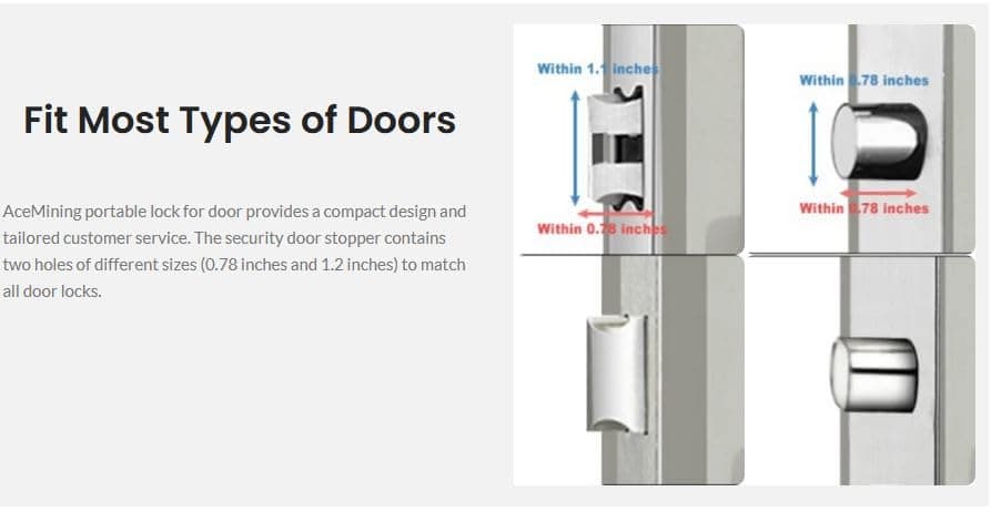 AceMining Portable Door Lock Home Security Door Lock Travel Lockdown Locks for Additional Safety and Privacy Perfect for Traveling Hotel Home Apartment College thumbnail 8