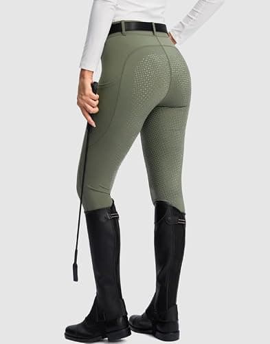 SANTINY Women's Horse Riding Pants Zipper Pockets Silicone Full-Seat Breeches Equestrian Schooling Tights for Women thumbnail 2