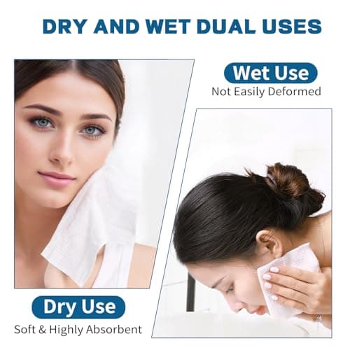 Disposable Face Towel XL, 10"×12" Biodegradable Face Towels, Super Soft & Thick Face Wipes, Makeup Remover Wipes, Clean Facial Cloths for Sensitive Skin, 50 Count Value Pack thumbnail 6