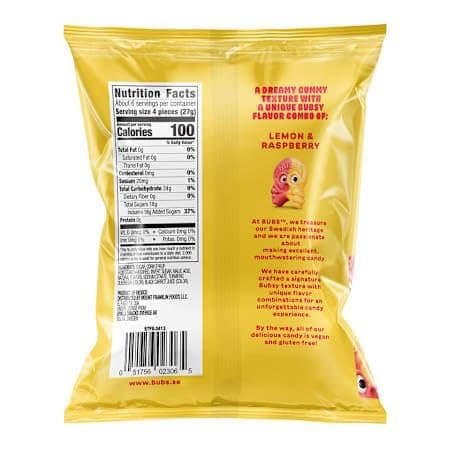 BUBS Sour Lemon Raspberry Skulls 2 Pack of 5.5oz – Tangy Sour Gummy Candy – Sweet & Chewy Vegan Candy Treat Made in Mexico, Inspired by Swedish Candy Tradition (2 Pack, Lemon Raspberry) thumbnail 2