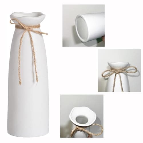 White Ceramic Vase-Flower Vase Dried Flower Vase for Modern Home Decor, Fit for Foyer Living Room Fireplace Bedroom Kitchen,Decent Gift, 8.27" H thumbnail 6